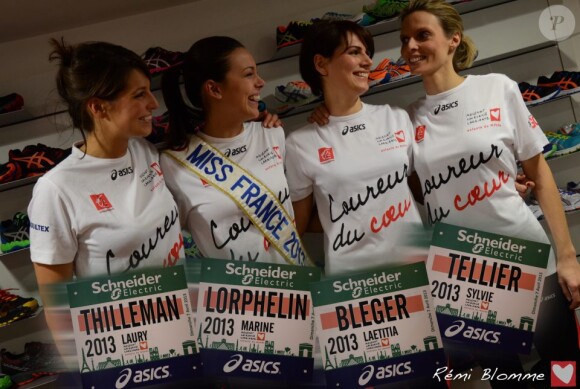 Les 4 Miss France à la veille du Marathon de Paris, le 6 avril 2013.