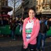 Laury Thilleman lors du 37e Marathon de Paris, qu'elle a couru pour Mécénat Chirurgie Cardiaque le 7 avril 2013.