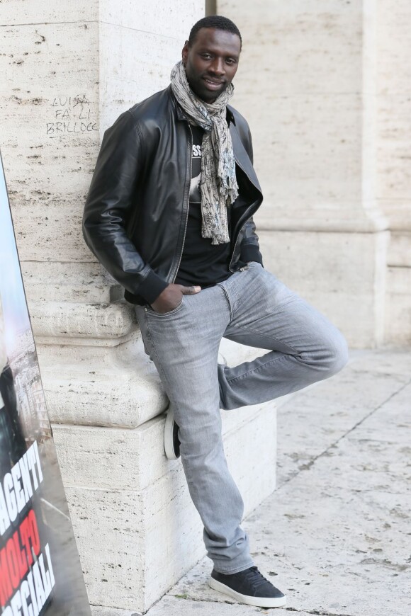 Omar Sy lors du photocall du film "De l'autre côté du périph" à Rome le 21 mars 2013