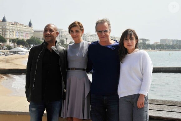 Edouard Montoute, Clotilde Courau, Christophe lambert et Flore Bonaventura à la 50e édition du MipTV à Cannes, le 8 avril 2013.