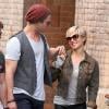Chris Hemsworth et sa femme Elsa Pataky complices à New York, le 8 avril 2013.