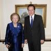 La baronne Margaret Thatcher et David Cameron, à Londres le 7 février 2009. 