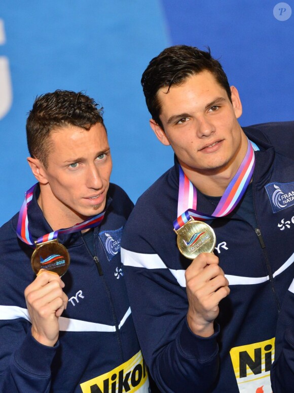 Florent Manaudou et Frédérick Bousquet le 25 novembre 2012 à Chartres