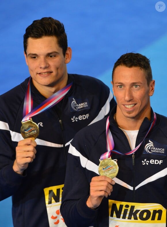 Florent Manaudou et Frédérick Bousquet le 25 novembre 2012 à Chartres