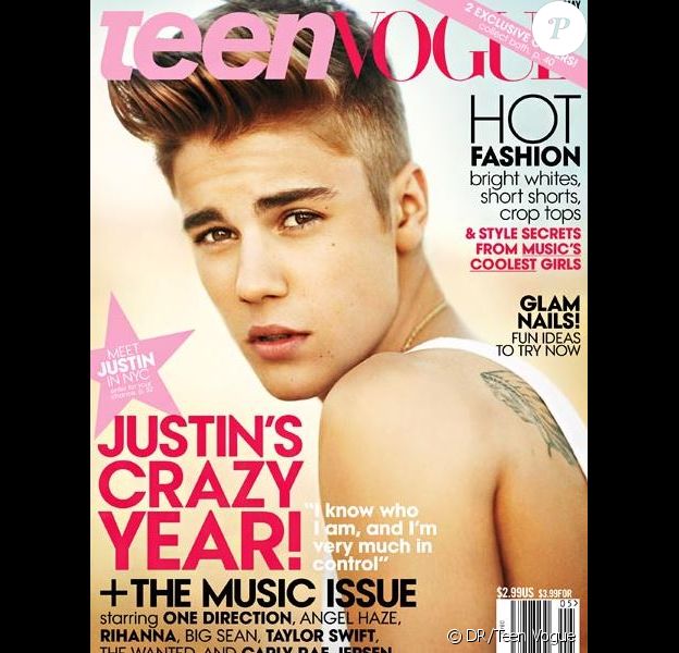 Justin Bieber en couverture de Teen Vogue, édition du mois de mai 2013.