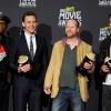 Samuel L. Jackson, Tom Hiddleston, Joss Whedon et Chris Evans lors des MTV Movie Awards à Los Angeles, le 14 avril 2013.