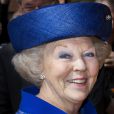  La reine Beatrix à la Grote Kerk de La Haye le 24 avril 2013 pour sa dernière mission officielle en tant que souveraine des Pays-Bas, pour l'inauguration d'une exposition Huygens. 