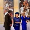 La reine Beatrix à la Grote Kerk de La Haye le 24 avril 2013 pour sa dernière mission officielle en tant que souveraine des Pays-Bas, pour l'inauguration d'une exposition Huygens.