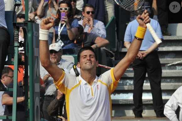 Novak Djokovic lors de sa victoire lors de son entrée en lice au Masters 1000 de Monte-Carlo le 17 avril 2013 face à Mikhail Youzhny