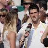 Novak Djokovic, interrogé par Tatiana Golovin après sa victoire lors de son entrée en lice au Masters 1000 de Monte-Carlo le 17 avril 2013 face à Mikhail Youzhny