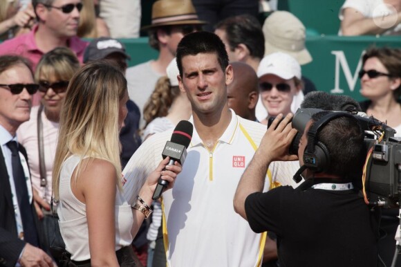 Novak Djokovic, interrogé par Tatiana Golovin après sa victoire lors de son entrée en lice au Masters 1000 de Monte-Carlo le 17 avril 2013 face à Mikhail Youzhny