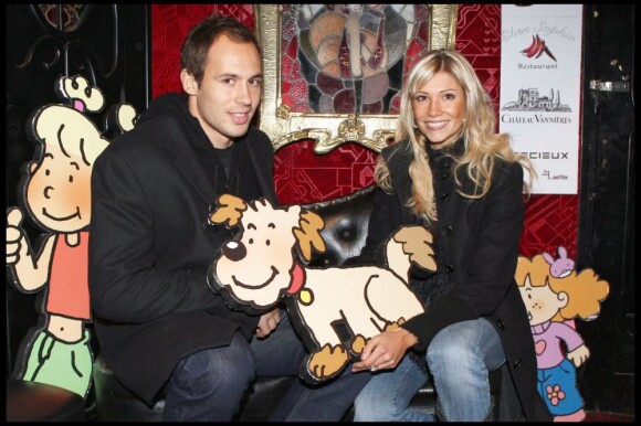 Alexandra Rosenfeld et son mari Sergio Parisse au lancement du calendrier du coeur 2009 à Paris, le 15 décembre 2008.