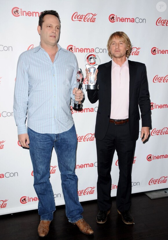 Vince Vaughn et Owen Wilson honorés à la cérémonie d'awards du CinemaCon au Caesars Palace, Las Vegas, le 18 avril 2013.