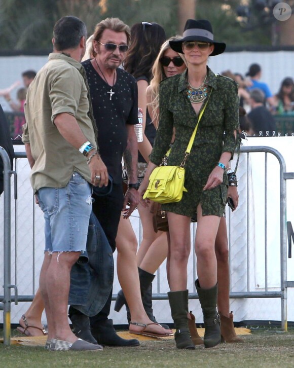 Johnny et Laeticia Hallyday assistent au Festival de musique de Coachella, le 20 avril 2013