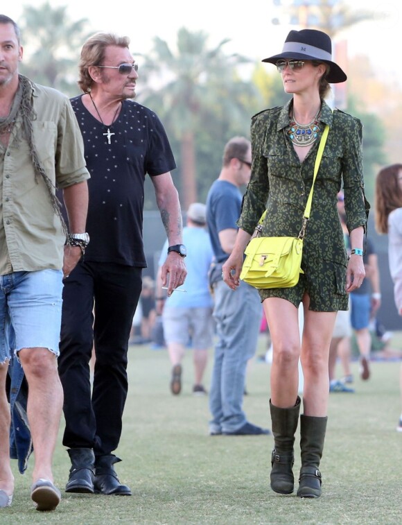 Johnny et Laeticia Hallyday assistent au Festival de musique de Coachella, le 20 avril 2013