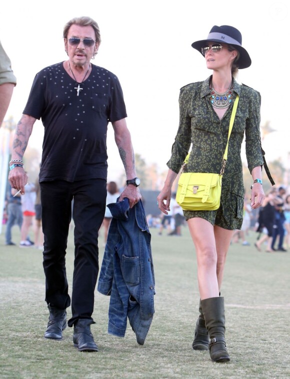 Johnny et Laeticia Hallyday assistent au Festival de musique de Coachella, le 20 avril 2013