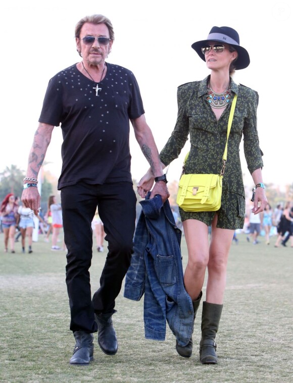 Johnny et Laeticia Hallyday assistent au Festival de musique de Coachella, le 20 avril 2013