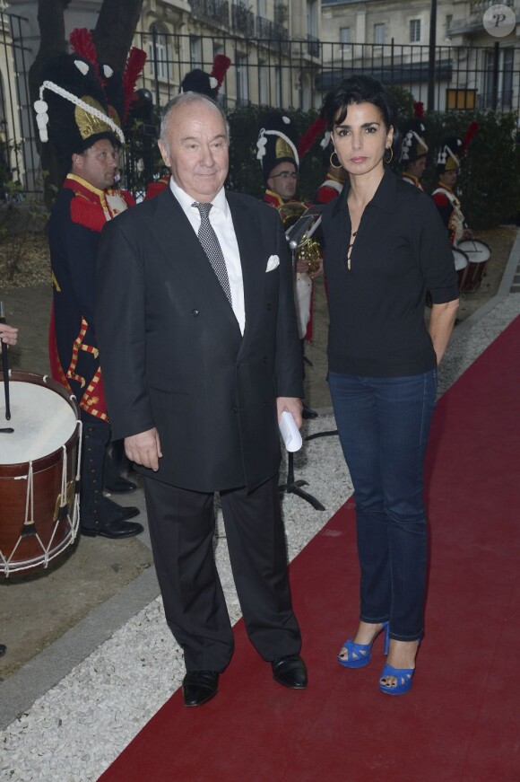 Gérard Lhéritier et Rachida Dati à l'inauguration du nouvel Institut des lettres et des manuscrits à Paris, le 24 avril 2013.