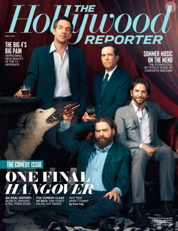 Bradley Cooper sur la couverture du magazine The Hollywood Reporter (daté du 10 mai 2013) au côté de ses complices de Very Bad Trip.