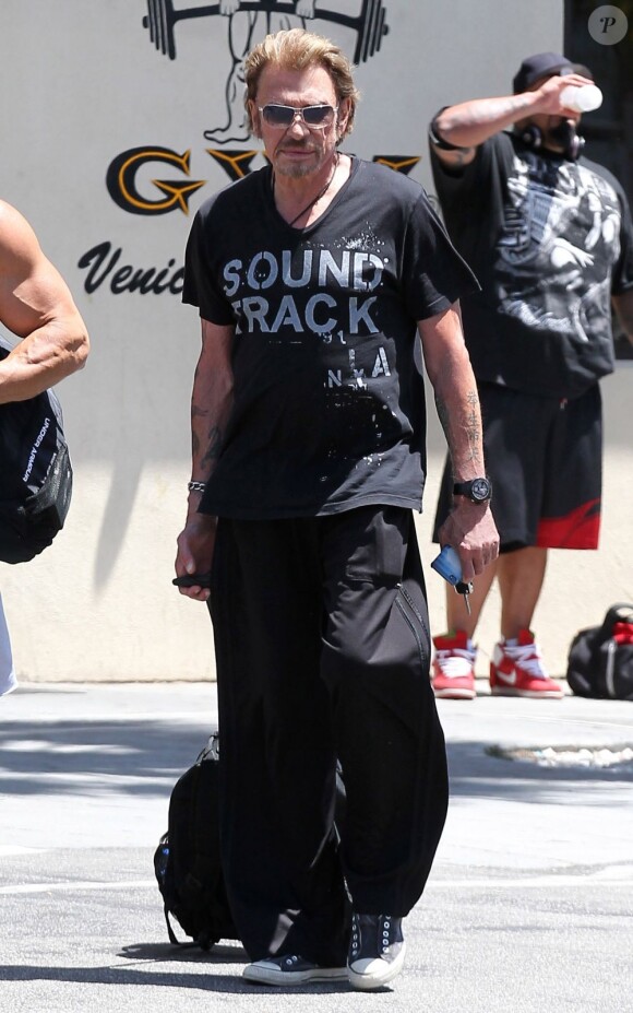 Exclusif - Johnny Hallyday se rend à la salle de sport à Venice, le 2 mai 2013.