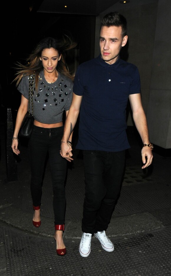 Liam Payne et Danielle Peazer quittent un club à Londres, le 2 avril 2013.
