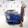Maria Sharapova au Porsche Museum de Stuttgart où elle a annoncé être la nouvelle ambassadrice de la marque allemande, le 22 avril 2013