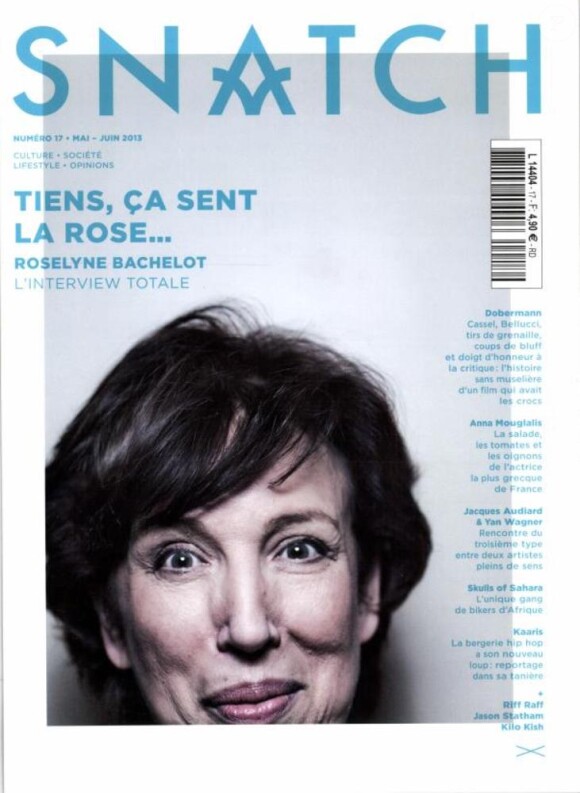 Roselyne Bachelot en couverture du magazine Snatch, pour le numéro de mai-juin 2013.