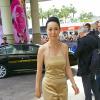 Naomi Kawase arrivant à l'hôtel Martinez à Cannes pour la première réunion en huis-clos avec les membres du jury le 14 mai 2013