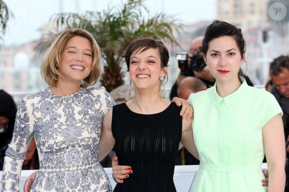 Léa Seydoux, Camille Lellouche, Rebecca Zlotowski au photocall du film Grand Central à l'occasion du 66e festival du film de Cannes le 18 mai 2013.