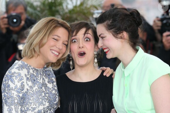 Léa Seydoux, Camille Lellouche, Rebecca Zlotowski durant le photocall du film Grand Central à l'occasion du 66e festival du film de Cannes le 18 mai 2013.
