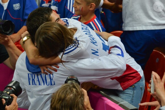 Nikola Karabatic et Géraldine Pillet le 12 août 2012 après le titre olympique conquis à Londres