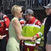 La Princesse Charlene rend visite aux membres de la Croix Rouge qui seront sur le circuit du Grand Prix de Formule 1 de Monaco.