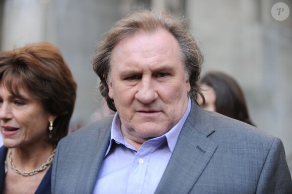 Gérard Depardieu et Jacqueline Bisset sur le tournage du film Welcome to New York sur l'affaire DSK à New York le 3 mai 2013.
