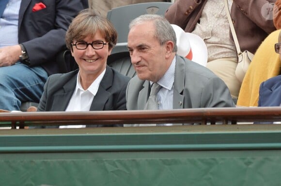Valérie Fourneyron, Jean Gachassin lors du 8e jour des Internationaux de France à Roland-Garros le 2 juin 2013