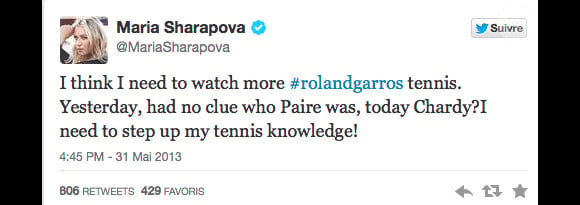 Tweet de Maria Sharapova