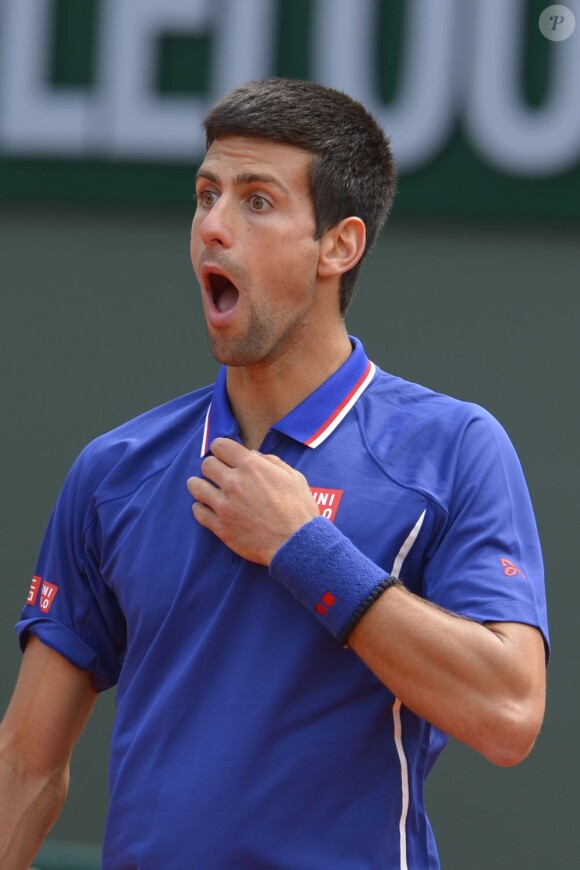 Novak Djokovic lors de son huitième de finale victorieux à Roland-Garros face à Philipp Kohlschreiber le 3 juin 2013