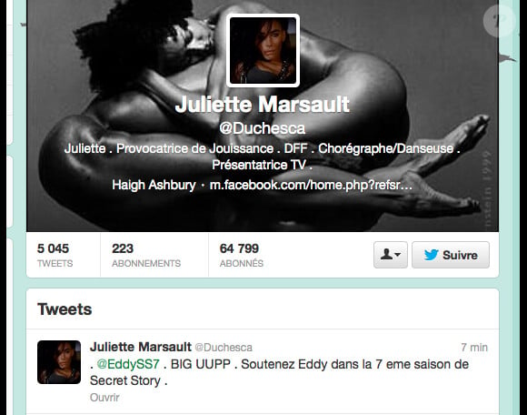 Juliette Marsault de Secret Story 5 apporte son soutien à son ami Eddy de Secret Story 7 sur Twitter
