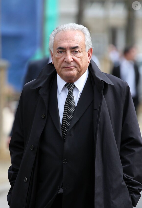 Dominique Strauss-Kahn aux obsèques d'Antoine Veil à Paris, le 15 avril 2013.