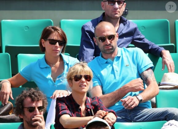 Jérôme Alonzo et sa compagne Jessica à Roland-Garros le 9 juin 2013 lors des Internationaux de France