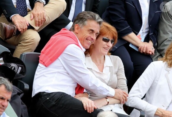 Gérard Holtz et sa femme Muriel Mayette à Roland-Garros le 1er juin 2013 lors des Internationaux de France