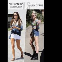 Alessandra Ambrosio/Miley Cyrus : Qui porte le mieux le short en jean ?