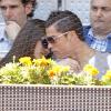 Cristiano Ronaldo et Irina Shayk très amoureux durant le match Nadal-Ferrer le 10 mai 2013 à l'Open de tennis de Madrid.