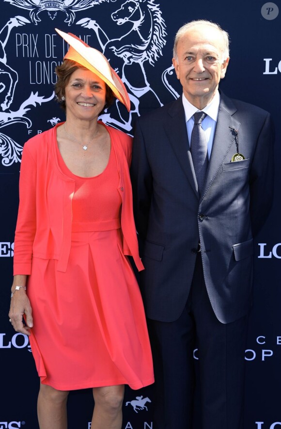 Bertrand Belinguier et sa femme au prix de Diane Longines à l'hippodrome de Chantilly, le 16 juin 2013