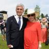 Hervé Morin et sa compagne Elodie Garamond au prix de Diane Longines à l'hippodrome de Chantilly, le 16 juin 2013