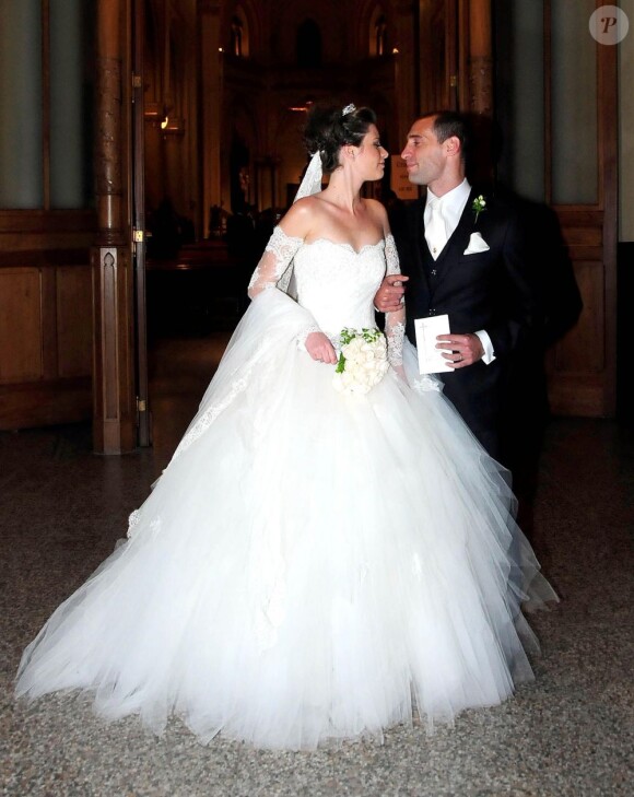 Pablo Zabaleta lors de son mariage avec le mannequin espagnol Christel Castano à Buenos Aires, le 15 juin 2013.