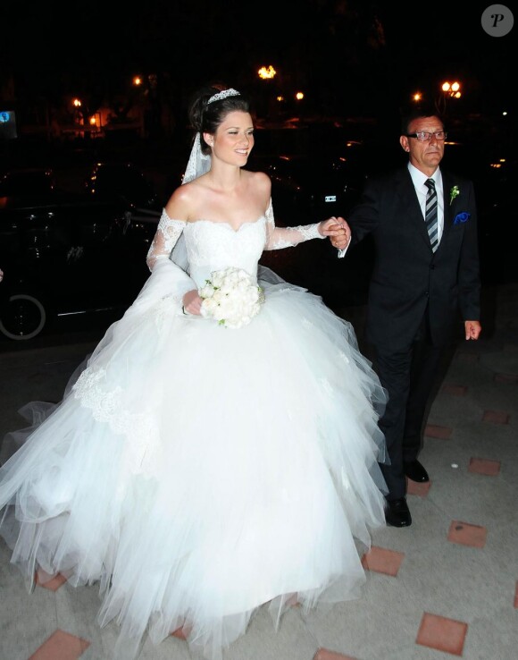 Pablo Zabaleta se marie avec le mannequin catalan Christel Castano à Buenos Aires, le 15 juin 2013.
