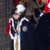 Cérémonies annuelles de l'Ordre de la Jarretière, lundi 17 juin 2013 à Windsor. Après un déjeuner au château, la reine Elizabeth II a mené avec son fils le prince Charles et son petit-fils le prince William, en l'absence du duc d'Edimbourg, la procession jusqu'à la chapelle Saint George.