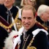 Cérémonies annuelles de l'Ordre de la Jarretière, lundi 17 juin 2013 à Windsor. Après un déjeuner au château, la reine Elizabeth II a mené avec son fils le prince Charles et son petit-fils le prince William, en l'absence du duc d'Edimbourg, la procession jusqu'à la chapelle Saint George.