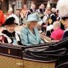 Cérémonie annuelle de l'Ordre de chevalerie de la Jarretière, lundi 17 juin 2013 à Windsor. Après un déjeuner au château, la reine Elizabeth II a mené avec son fils le prince Charles et son petit-fils le prince William, en l'absence du duc d'Edimbourg, la procession jusqu'à la chapelle Saint George.