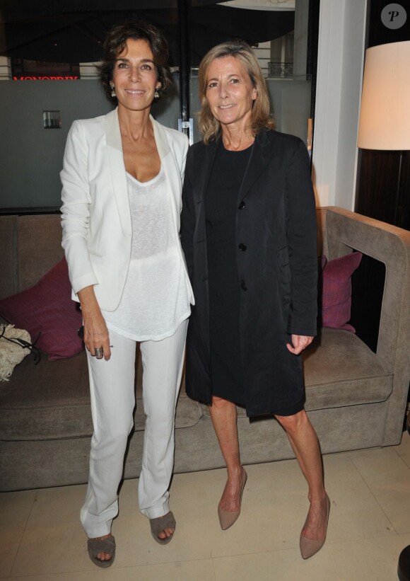 Claire Chazal et la romancière Christine Orban à la 8e édition du Prix du Premier Roman de Femme à l'hôtel Montalembert à Paris, le 19 juin 2013.